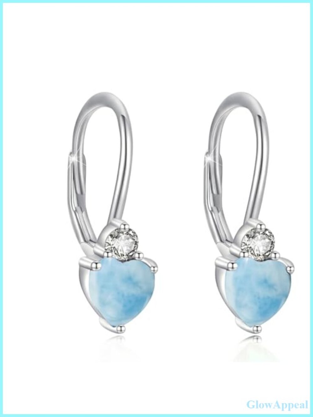 Sterling Silver Larimar Heart Leverback Dangle Earrings Hypoallergenic Gift